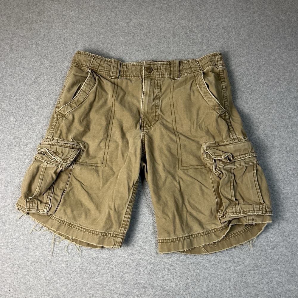 Vintage Mossimo Shorts Mens 34 Beige Cargo Longboard Surf Y2K Baggy Cotton 10"